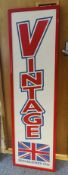 1 x Vintage Shop Sign with Union Jack - Red Metal Frame and Hand Painted Inner Board