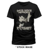 1 x DAVID BOWIE Heroes 1978 Tour Logo Short Sleeve Men's T-shirt by Gildan - Size: XXL - Colour: