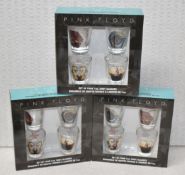 3 x Sets of Pink Floyd Shot Glass Gift Packs - Each Pack Contains 4 Glasses - New Stock - RRP £54