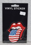 100 x Rolling Stones Vinyl Stickers - Iconic Tongue and Lips Logo With American Flag - Officially