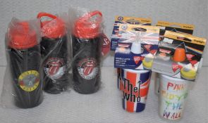 7 x Travel Drinking Cups - For Hot and Cold Drinks - Rolling Stones, Guns n Roses, Who & Pink Floyd