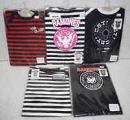 5 x Rock n Roll Themed Baby Suits - For Ages 3-6 Months - Features Kiss, Ramones and The Clash