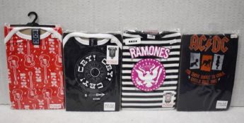 4 x Rock n Roll Themed Baby Suits - For Ages 12-18 Months - Features Ramones, Johnny Cash