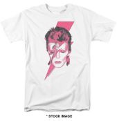 1 x DAVID BOWIE Aladdin Sane Logo Short Sleeve Men's T-Shirt by Gildan - Size: XXL - Colour: White -