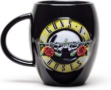 1 x Guns N Roses Large Oval Coffee Mug in Gift Box - Officially Licensed Merchandise by Bravad - New