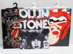 3 x THE ROLLING STONES Various Designs Short Sleeve T-Shirts - Size: Large - Officially Licensed