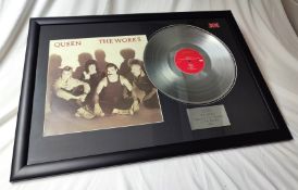 1 x Framed QUEEN Silver 12 Inch Vinyl Record - THE WORKS - Mounted and Framed