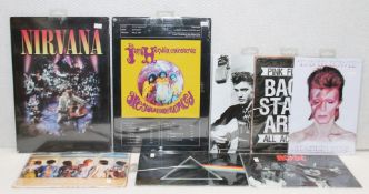 8 x Pieces of Rock n Roll Metal Wall Art - Size: 29x20cm & 40x28cm - Features Nirvana, Elvis, Bowie,