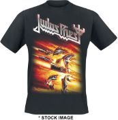 1 x JUDAS PRIEST Firepower Logo Short Sleeve Men's T-Shirt by Gildan - Size: Medium - Colour: