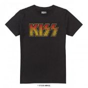 1 x KISS Classic Orange Title Logo Short Sleeve Men's T-Shirt by Gildan - Size: Extra Large -