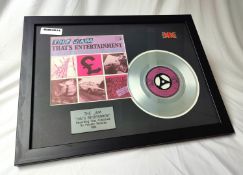1 x Framed THE JAM Silver 7 Inch Vinyl Record - THATS ENTERTAINMENT - Mounted and Framed