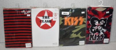 4 x Rock n Roll Themed Baby Suits - Ages 12-18 Months - Features Various Rock Bands - New - RRP £80
