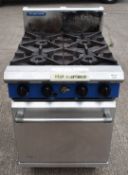 1 x Blue Seal 4 Burner Gas Range Cooker with Oven - Dimensions: H91 x W60 x D81 cms