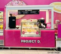 1 x Mobile Food Stall with Shutters, Refrigerated Display Case, Overlighting and Undercounter Fridge