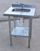 1 x Stainless Steel Wash Basin Unit with Mixer Tap - Dimensions: H88 x W661 x D61 cms - Ref: