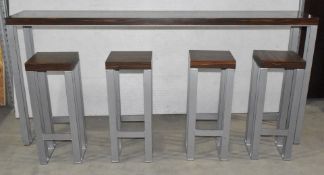 1 x Contemporary Rectangular Table Bench Featuring a Macassar Ebony Finish and Heavy Duty Steel Base