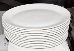 12 x STEELITE Large Commercial Oval Ceramic Platter in White - Width 39cm / Depth 30cm - Ref:
