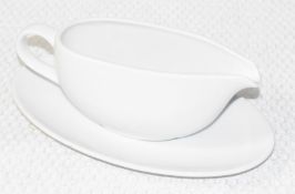 8 x Commercial Gravy Sauce Boats with Saucers in White - Ref: ALT384+ALT385/MEZ9/ROWA - CL011 -