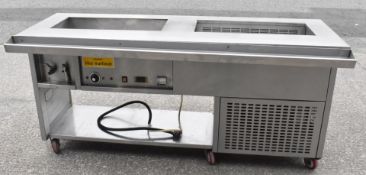 1 x Stainless Steel Prep Unit Featuring a Heated Baine Marie and Cold Well - H86 x W181 x D60 cms