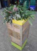 3 x Large Freestanding Wooden Planters, with Artificial Foliage - Ref: SD/WH2 - CL927 - Location: