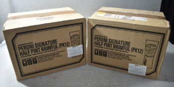 24 x Peroni Signature Half Pint Brimful Pint Glasses - New Boxed Stock (Two Boxes) - CL011 - Ref: