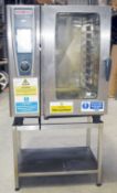 1 x RATIONAL SCC101E 10-Grid Electric Combi Oven with Stand - Dimensions: H171 x W85 x D77 cms -