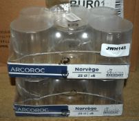 12 x Arcoroc Norvege 25cl Panelled Tumbler Rocks Drinking Glasses - Extra Resistant Tempered Glass