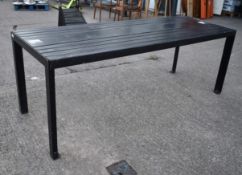 1 x Commercial Restaurant 7.5ft Table with Wooden Slatted Top, Steel Base and Anti Theft Floor
