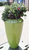 3 x Large Glazed Stoneware Planters, with Artificial Foliage - Ref: SD/WH2 - CL927 - Location: