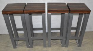 4 x Contemporary Bar Stools Featuring a&nbsp;Macassar Ebony Finish and Heavy Duty