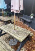 1 x Outdoor Wooden Picnic/Pub Garden Bench With Parasol - Ref: OD28/82 - CL977 - Location: