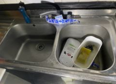 1 x Double Bowl Sink And Drainer With Taps In Stainless - (HxWxD) 900 X 1500 X 650mm - Ref: PA063/89
