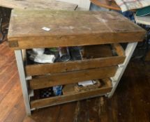 1 x Converted Butchers Block Table With Pull Out Drawers - (HxWxD) 900 X 1000 X 470mm - Ref: PA033/