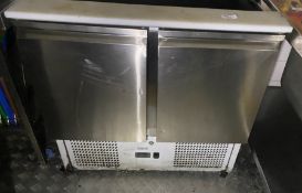 1 x ADEXA Double Door Fridge With Sliding Top Access - (HxWxD) 900 X 900 X 700mm - Ref: PA064/90 -