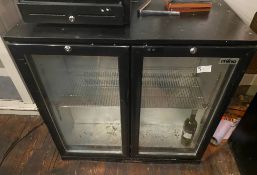 1 x RHINO Double Door Drinks Fridge In Working Order - (HxWxD) 900 X 900 X 500mm - Ref: PA011/11 -