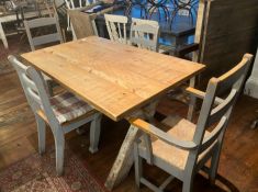 1 x Shabby Chic Oak Topped Table And 4 Chairs - (HxWxD) Table: 800 X 1550 X 930mm - Ref: PA032/