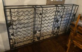 1 x Large Wall Standing Metal Ornate Wine Rack For Over 100 Bottles - (HxWxD) 1100 X 1850 X