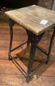 1 x Small Shabby Chic Stool Or Occasional Table With Metal Legs - (HxWxD) 550 X 300 X 300mm - Ref: