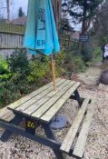 1 x Outdoor Wooden Picnic/Pub Garden Bench With Parasol - Ref: OD26/76 - CL977 - Location: