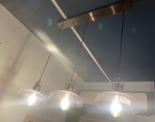 1 x Industrial Look Triple Pendant Light Fitting In Dark Metal - Ref: PA020/19 - CL977 - Location: