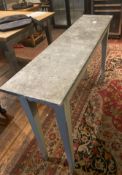 1 x Long & Tall Shabby Chic Side Table - Wooden Legs And Lead Look Top - (HxWxD) 800 X 1250 X