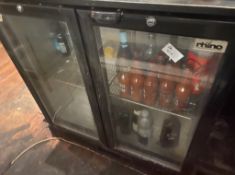 1 x Double Door Rhino Drinks Fridge In Working Order - (HxWxD) 900 X 900 X 500mm - Ref: PA016/16 -