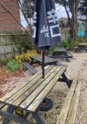 1 x Outdoor Wooden Picnic/Pub Garden Bench With Parasol - Ref: OD32/78 - CL977 - Location: