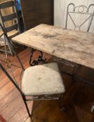 1 x Shabby Chic Table With Metal Legs And Two Chairs - (HxWxD) Table: 700 X 1220 X 660mm Chairs: