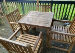 1 x Wooden Table With 4 Chairs - Outdoor /Indoor Use - Ref: OD107/62 - CL977 - Location: