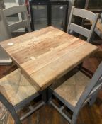 1 x Solid And Very Heavy Oak Breakfast Table With 4 Chairs - (HxWxD) Table: 790 X 800 X 800mm