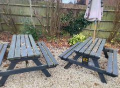 2 x Outdoor Wooden Picnic/Pub Garden Benches , One Includes Parasol - Ref: OD22/80 - CL977 -
