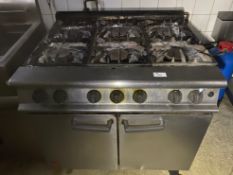 1 x FALCON 6 Burner Gas Range Cooker In Working Order - (HxWxD) 900 X 900 X 800mm - Ref: PA059/
