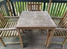 1 x Wooden Table With 3 Chairs - For Outdoor /Indoor Use - Ref: OD105/60 - CL977 - Location:
