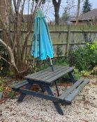 2 x Outdoor Wooden Picnic/Pub Garden Benches With Parasols - Ref: OD24/77 - CL977 - Location: